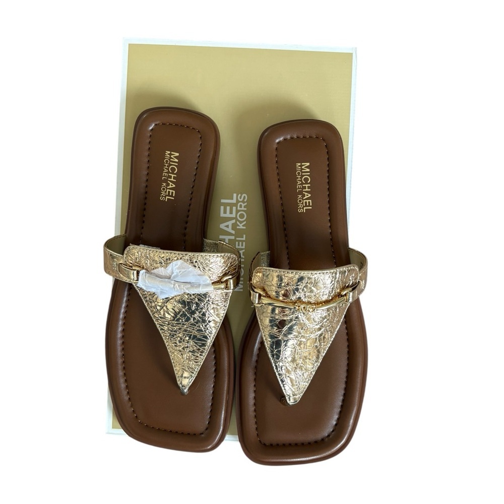 Michael Kors Gold and Brown Sandals - Picture 5 of 8